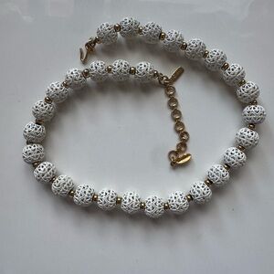 Vintage Monet White Enamel Filigree Choker Necklace